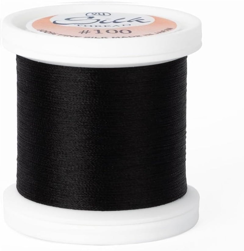 YLI Threads Silk Thread – 100 wt Fine Japanese Silk for Appliqué, EPP, and Quilting - Black - Image 1